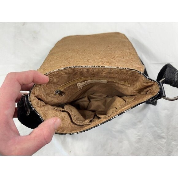 SAKROOTS Artist Circle Small Messenger crossbody Bag- PEACE- Black/white - Picture 11 of 12